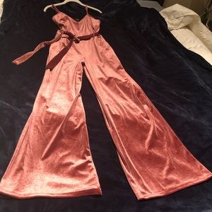 Forever 21 mauve velvet jumpsuit.